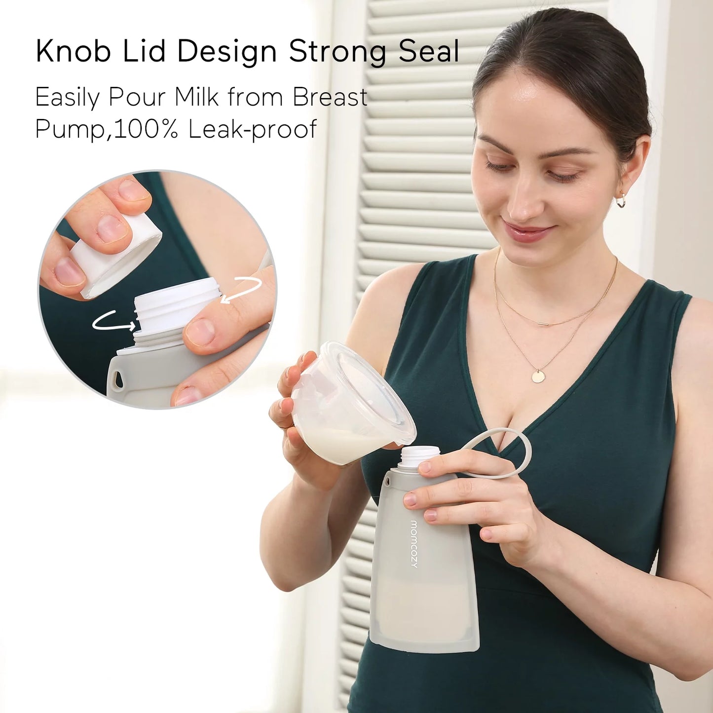 No Leak Silicone Breastmilk Storage Bags, Reusable Breastmilk Bags, 8.5Oz/250Ml 5Pcs