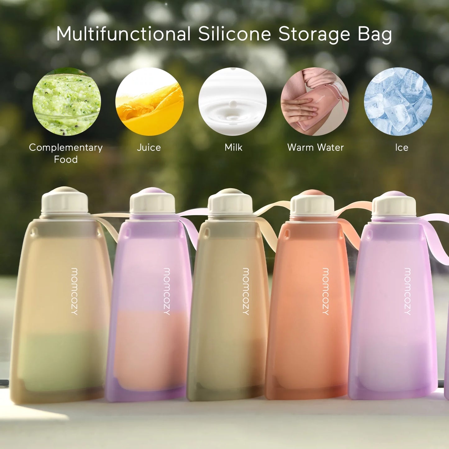 No Leak Silicone Breastmilk Storage Bags, Reusable Breastmilk Bags, 8.5Oz/250Ml 5Pcs