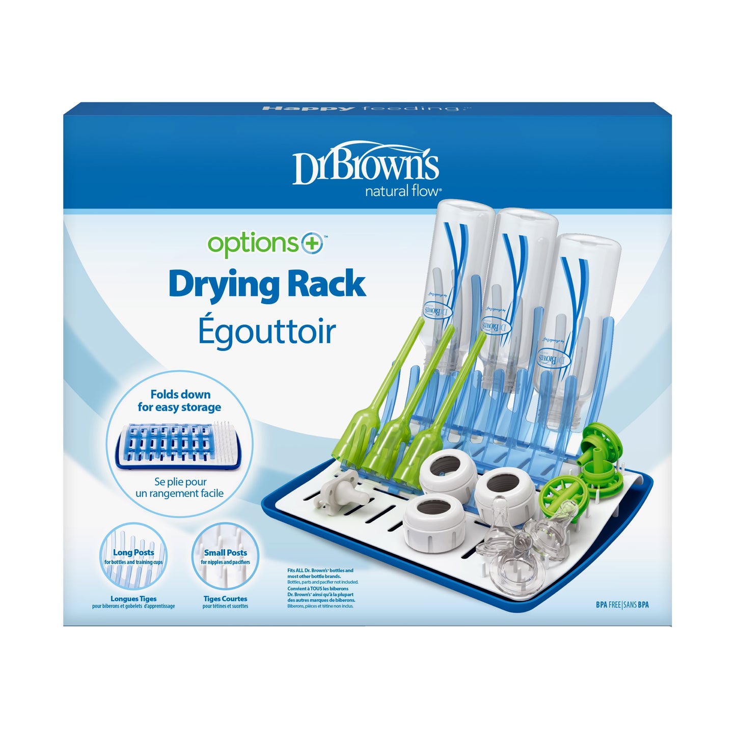 Folding Baby Bottle Drying Rack for Easy Storage, Dry Baby Essentials, BPA Free, Blue