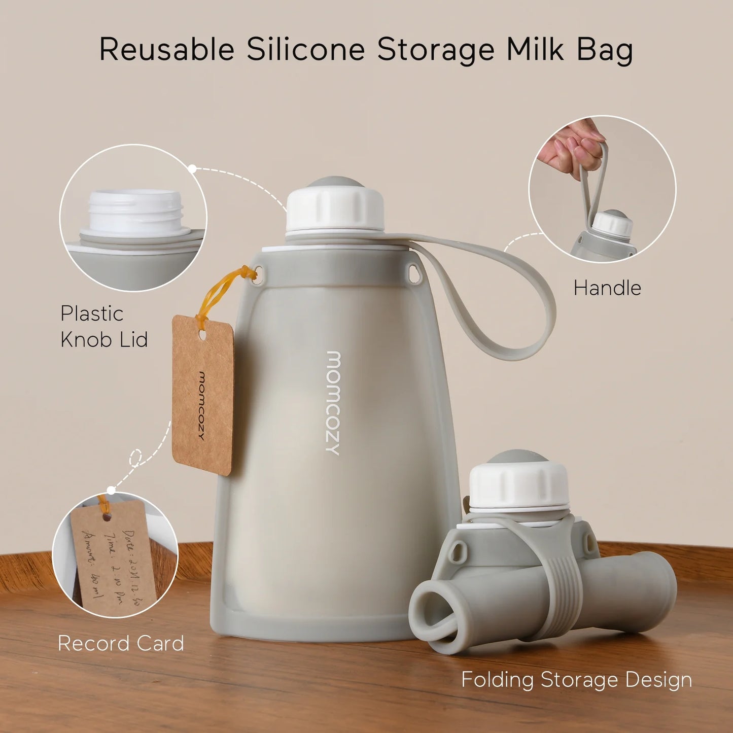 No Leak Silicone Breastmilk Storage Bags, Reusable Breastmilk Bags, 8.5Oz/250Ml 5Pcs
