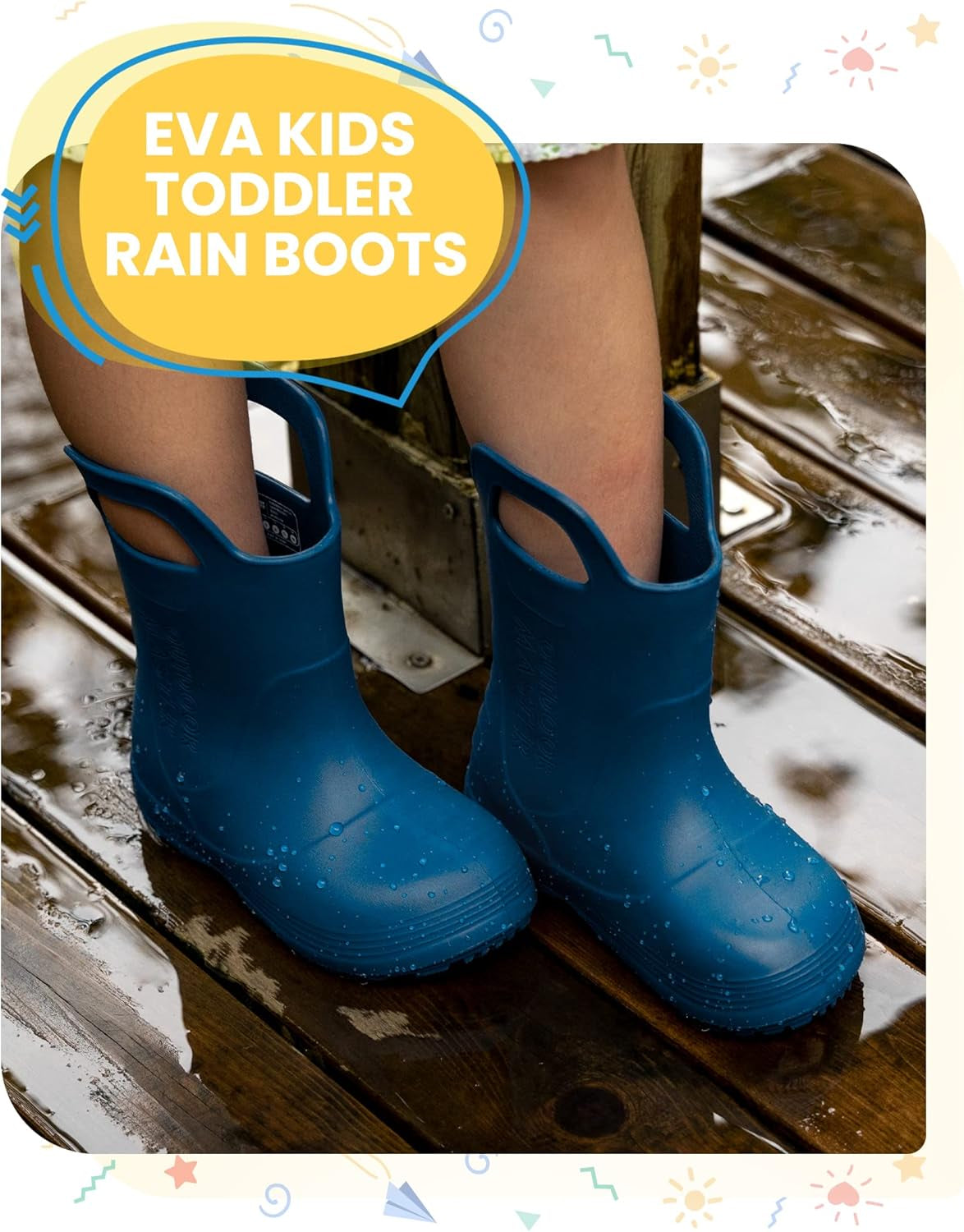 Kids Toddler Rain Boots, Lightweight, Easy to Clean for Boys Girls
