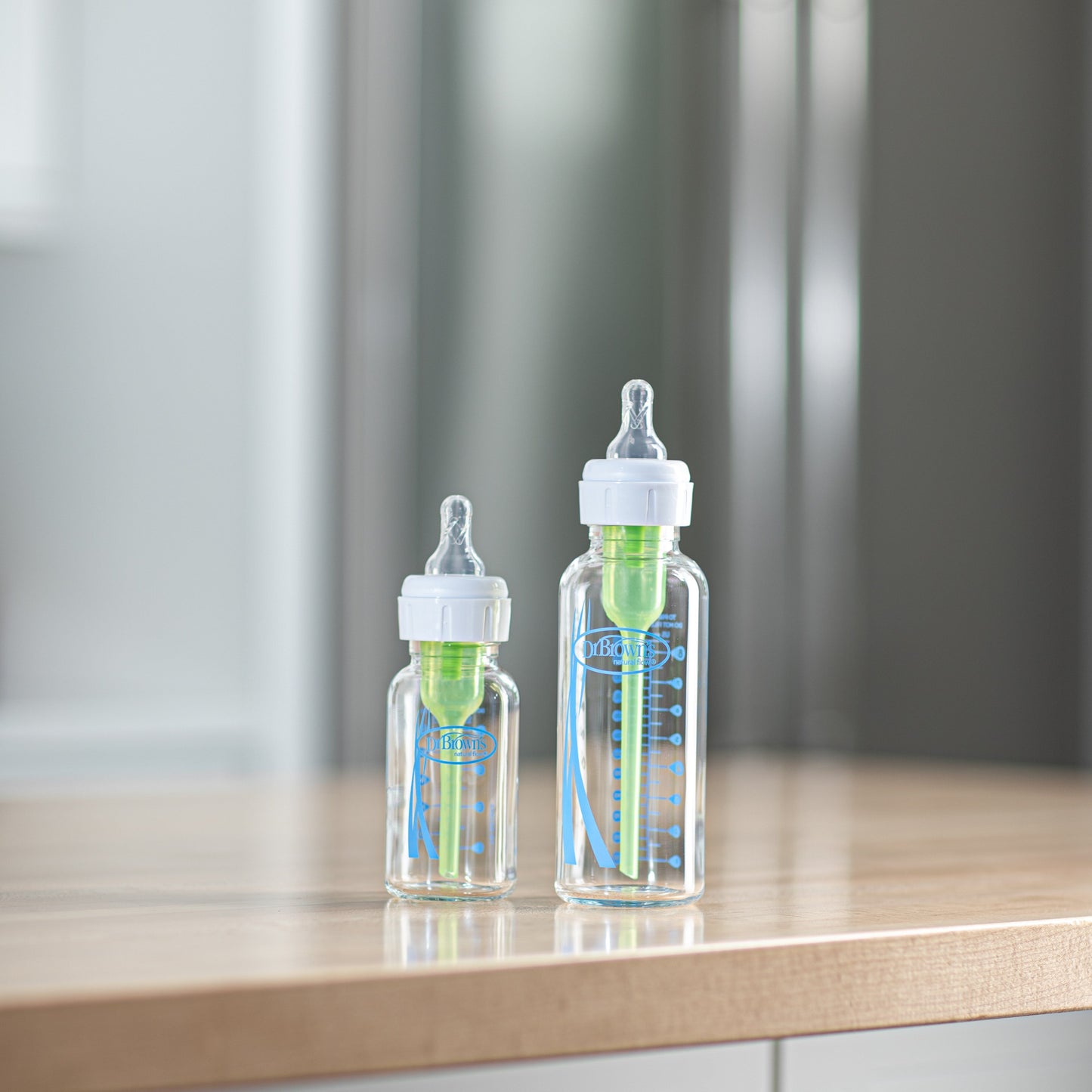 Natural Flow Anti-Colic Options+ Narrow Glass Baby Bottle, 4Oz/120Ml, Level 1 Nipples, 0M+, 2 Pack