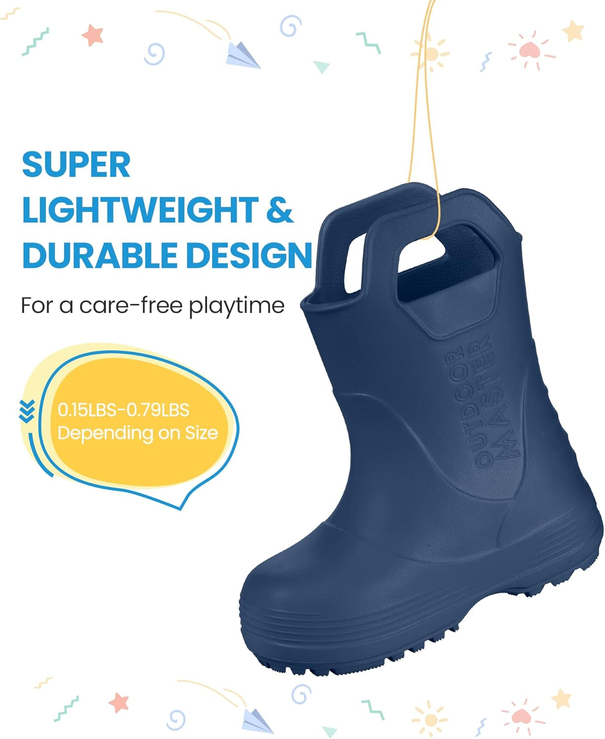 Kids Toddler Rain Boots, Lightweight, Easy to Clean for Boys Girls