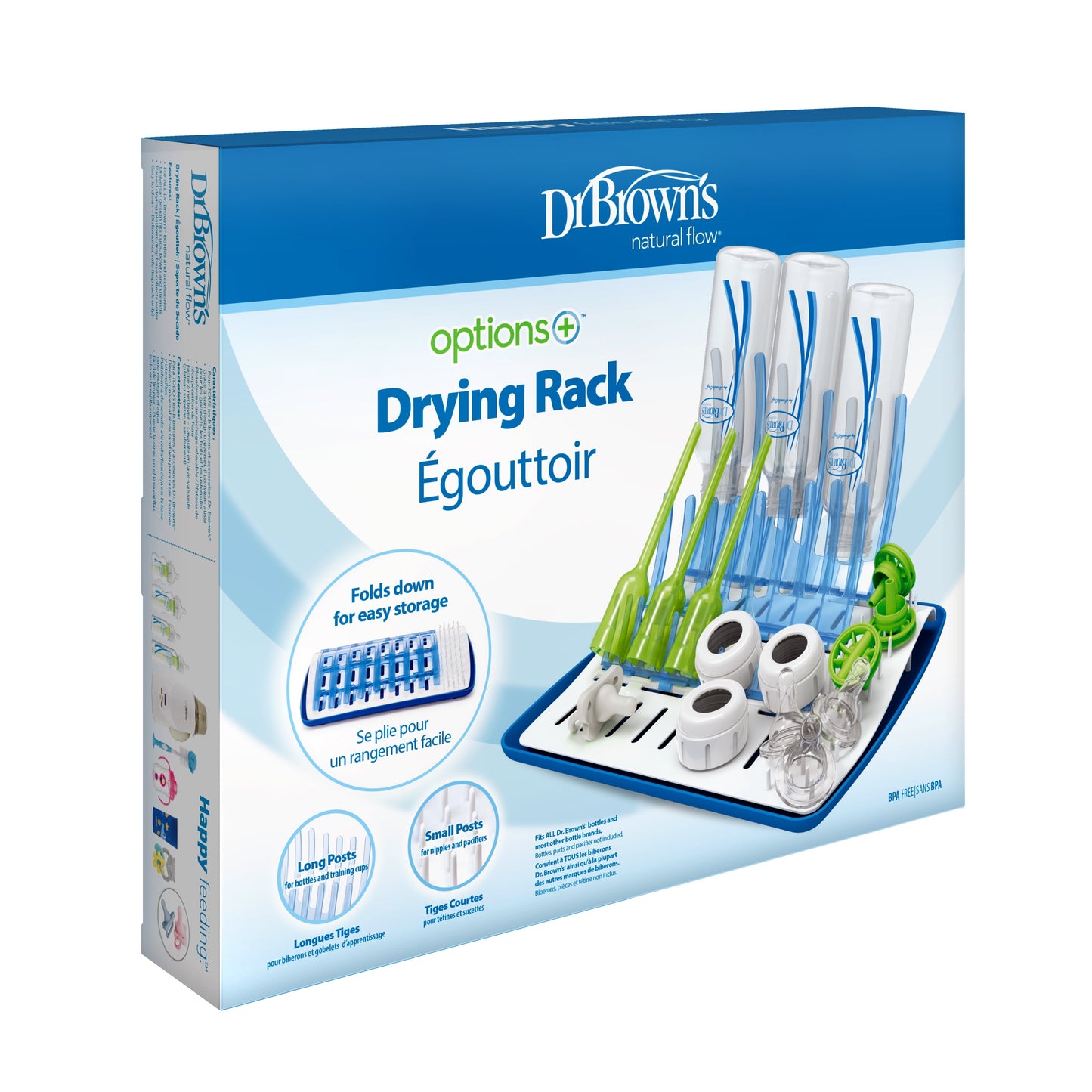 Folding Baby Bottle Drying Rack for Easy Storage, Dry Baby Essentials, BPA Free, Blue