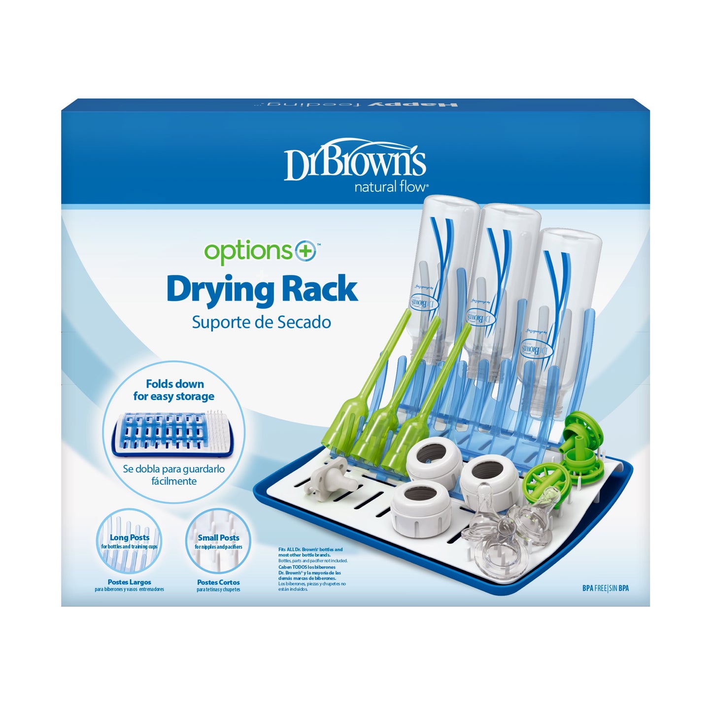 Folding Baby Bottle Drying Rack for Easy Storage, Dry Baby Essentials, BPA Free, Blue