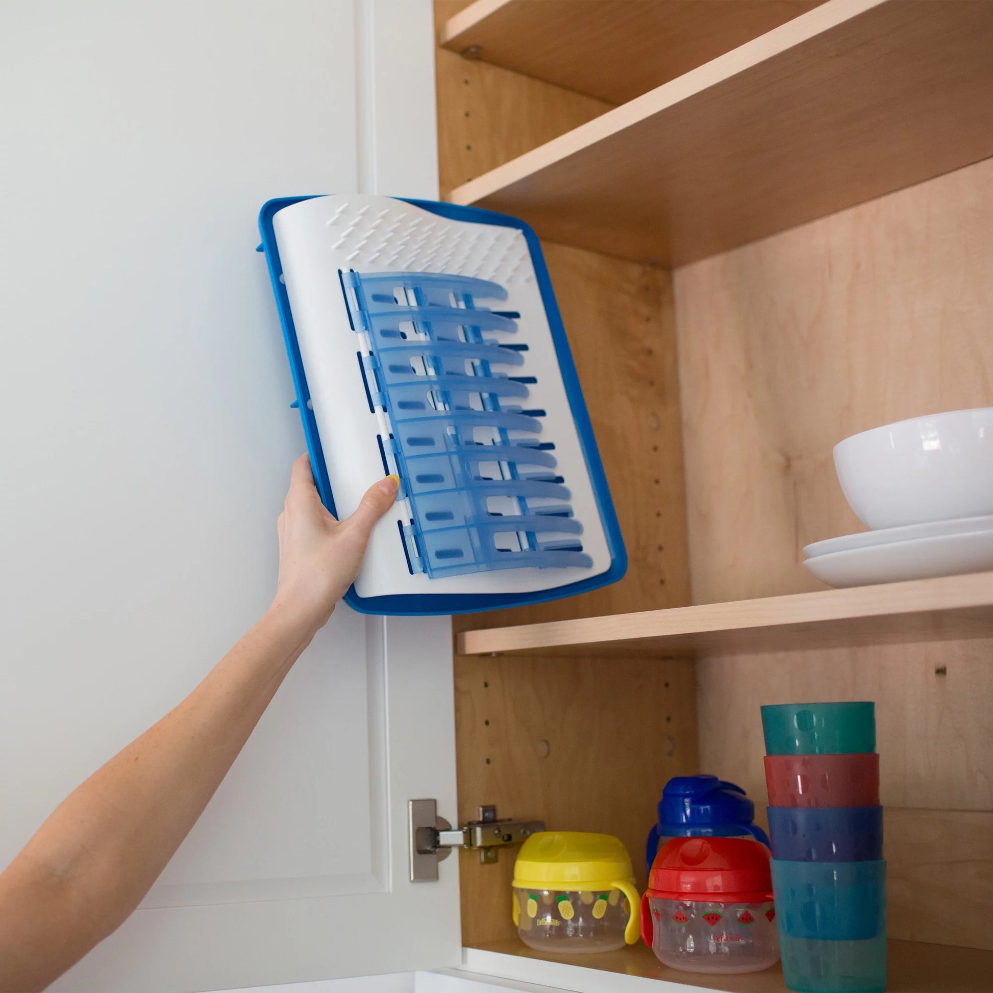 Folding Baby Bottle Drying Rack for Easy Storage, Dry Baby Essentials, BPA Free, Blue