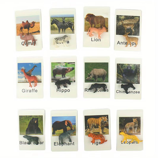 Montessori Animal Matching Card,Language Learning Cognitive Kids Educational Toy Insect Farm Zoo Preschool Toddler 1 2 Years Old